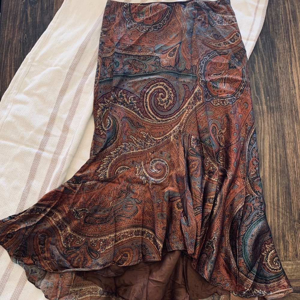 Ralph Lauren silk paisley, mermaid cut skirt